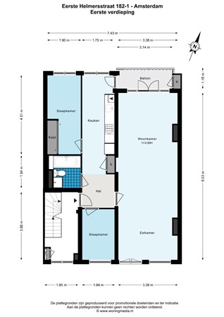 Floor plan - Eerste Helmersstraat 182-1, 1054 EL Amsterdam 